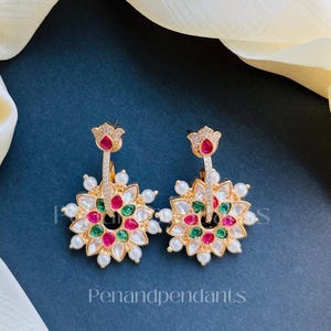 Designer kundan earrings/Uncut kundan earrings/Indian jewelry/Fine Kundan earring/Indian Earrings/Statement Earrings/Delicate earring