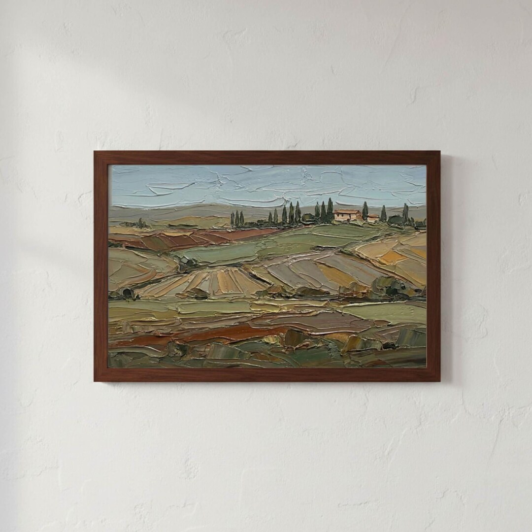 Earthy Countryside Landscape Art for Frame TV, Rustic Impasto Farm ...