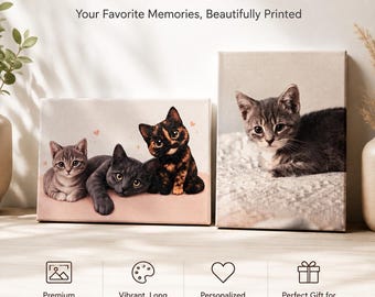 Custom 5x7 Photo Canvas Print | Personalized Pet, Family, Couple Memorial Keepsake