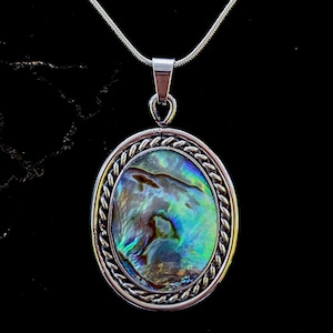 Real Natural Abalone Shell Freeform Pendant Rainbow Iridescent Peacock Blue Green Pink Purple Colors