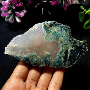 Natuurlijke mosagaatplaat: 92 mm x 53 mm x 9 mm