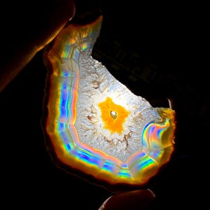 Large Iris Agate Slice | Rainbow Agate Slab | Natural Iridescent Druzy Collector Gemstone