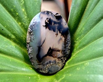 Scenic Dendritic Agate Cabochon Flat Back, Loose Gemstones for Jewelry Making