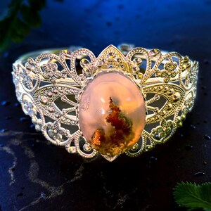 Moosachat Manschette Armreif Moosachat, Edelstein Armband handgemacht, Moosachat Schmuck, Geschenk Armbänder für Frauen