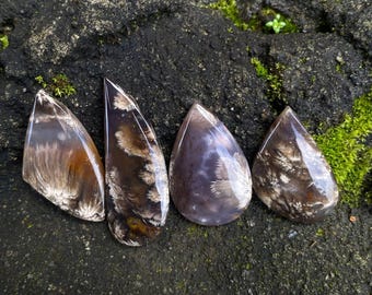 Purple Plume Agate Cabochon: Indonesian Gemstone for Jewelry