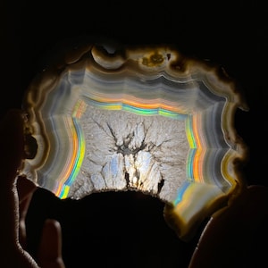Iris Agate Slice – Natural Rainbow Light Stone