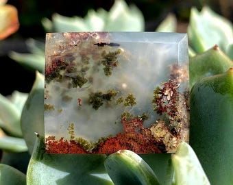 Moss Agate Cabochon: Natural Flat Back Loose Gemstones for Jewelry Making