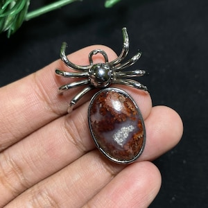 Spider Natural Moss Agate Necklace,  Necklace Jewelry Moss Agate, Birthday Gift For Her, Women Pendant Jewelry Gift