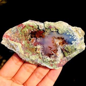 Losa de ágata musgosa de 39x51x8 mm / Rebanada de ágata dendrítica natural / Ejemplar de cristal escénico / Piedra de exhibición para coleccionistas