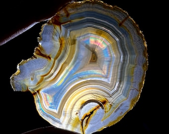 Natural Iris Agate Slice – Rainbow Diffraction Agate for Pendant or Collection