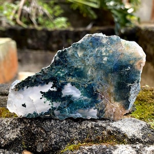 Natuurlijke mosagaatplaat: 91 mm x 56 mm x 7 mm