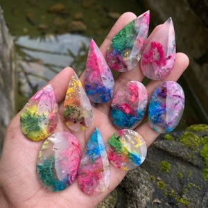 10 pieces Plume Agate rainbow dyed - Stunning Plume Agate Cabochon with Druzy - Natural Plume Agate Druzy