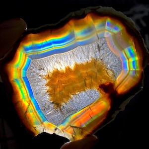 Large Iris Agate Slice | Rainbow Agate Slab | Natural Iridescent Druzy Collector Stone