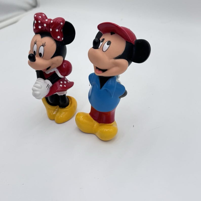 Vtg y2k mickey minnie mouse Disney Hard Rubber Squeaking Bath Toy Figure 6" EUC image 3