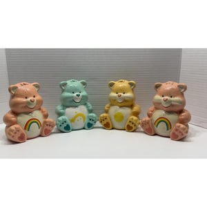 EUC Vintage (Lot Of 4) 1983 Care Bear Ceramic Coin Bank Piggy Banks 5&quot; Excellent