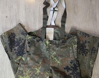 Vintage 1993 German Military Flecktarn Camo Goretex Bib Over Pants Small 44/46