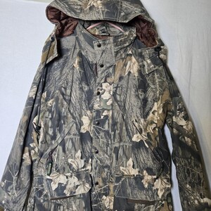 Vintage Remington Hunting Jacket Mens M Mossy Oak Break Up Camo Zip Hooded Shell Bild 2