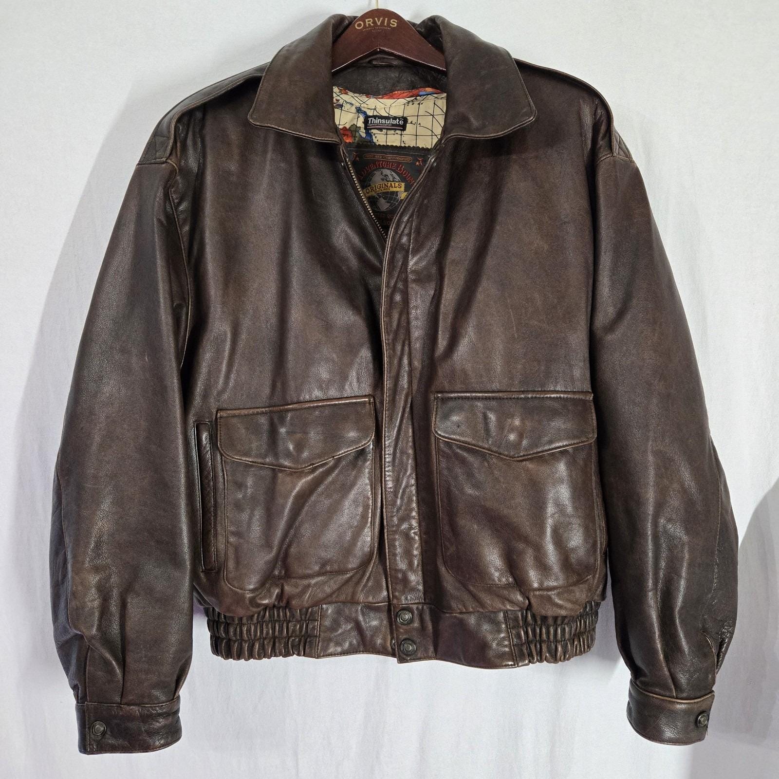 Adventure Bound レザー ボンバージャケット　Thinsulate Vintage Adventure Bound Leather Jacket Men Medium Full Zip