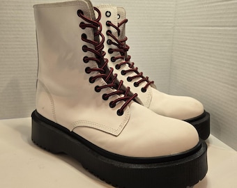 Jeffrey Campbell MECHANIC White Box Leather Platform Combat Boots Size US 9.5