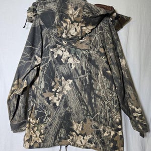 Vintage Remington Hunting Jacket Mens M Mossy Oak Break Up Camo Zip Hooded Shell Bild 6