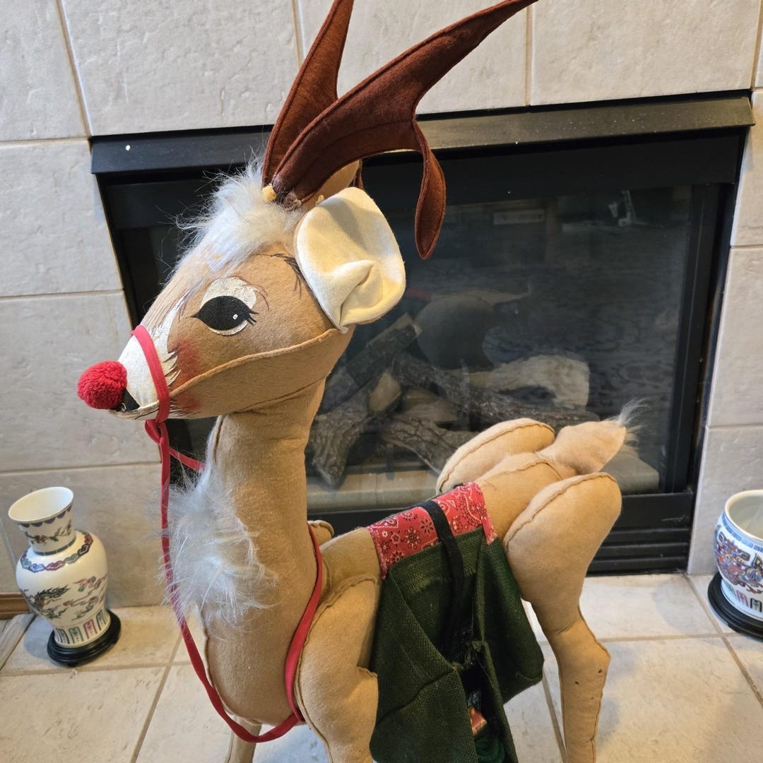 Vintage 70s Annalee Mobilitee Doll XL Large Christmas Rudolph Reindeer ...