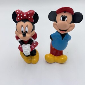 Vtg y2k mickey minnie mouse Disney Hard Rubber Squeaking Bath Toy Figure 6" EUC image 2