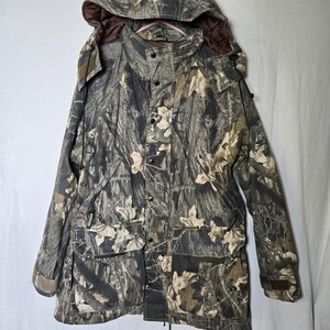 Vintage Remington Hunting Jacket Mens M Mossy Oak Break Up Camo Zip Hooded Shell Bild 1