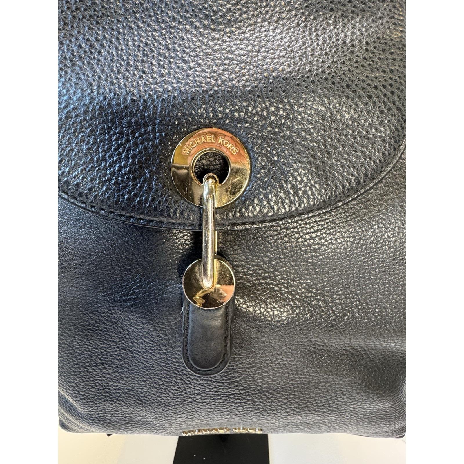 QUALITY! Michael Kors Raven Black Soft Pebbled Leather Backpack Purse Bag W/Gold MICHAEL Michael Kors Womens Raven Pebbled Leather Backpack  main image 3