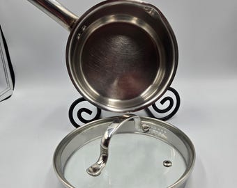 LA Sera Fine Stainless Steel Cookware Saucepan Pot 1 Qt w Lid All Cooktops