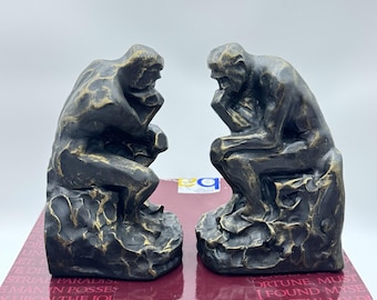 VTG New Thinker Sculpture Serre-Livres Barnes & Noble 1999 Couleur Bronze Avec Boîte