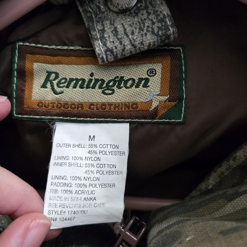 Vintage Remington Hunting Jacket Mens M Mossy Oak Break Up Camo Zip Hooded Shell Bild 7