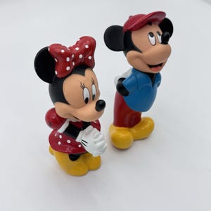Vtg y2k mickey minnie mouse Disney Hard Rubber Squeaking Bath Toy Figure 6" EUC image 1