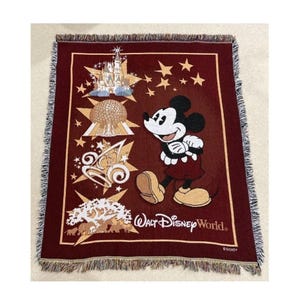 New! Mickey Mouse Tapestry Woven Throw Walt Disney World 4 Parks Blanket 46"x54" image 1