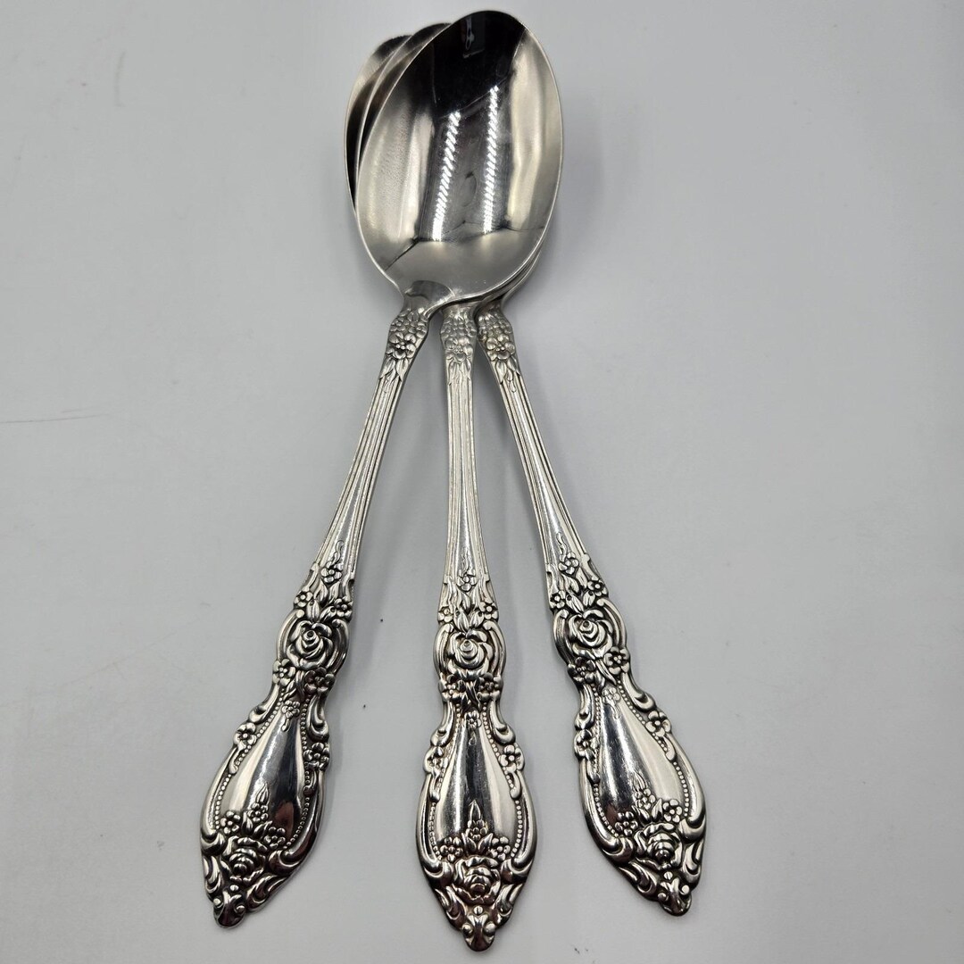 Vtg Oneida USA Canada Wordsworth Brahms Flatware Rose Daisy 3 Serving ...