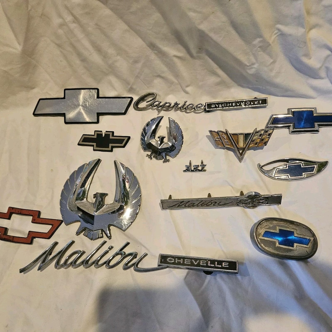 Vintage Chevy Chrysler Malibu Nameplate Emblems Script Trim Mopar 13 ...