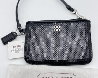 New Coach Black Sequined Special Occasion Dressy Special Edition Wristlet W/Tags