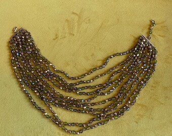 Collier Ethnique Multirang Perles Vintage Style Années 70 - Longueur 46-50 Cm, Couleur Bordeaux (occasion)