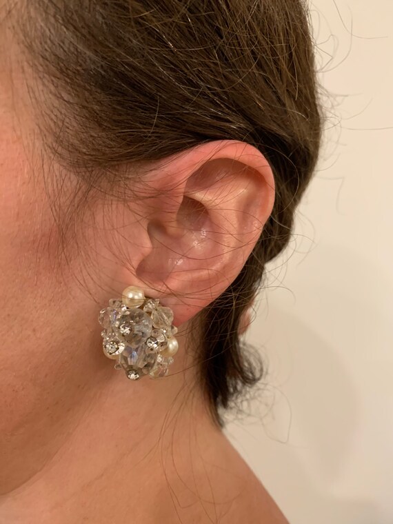50s vintage beaded clip-on earrings - image 2