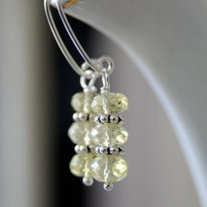 Yellow Lemon Quartz Earrings with Handmade Sterling Silver Earwires ... Natural Gemstone Earrings
