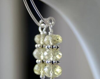 Yellow Lemon Quartz Earrings with Handmade Sterling Silver Earwires ... Natural Gemstone Earrings