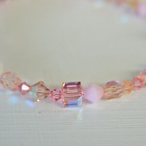 Pink Crystal and Handmade Glass Bead Bracelet Valentines Day image 2