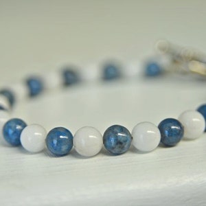 Snow Quartz And Blue Lapis Bracelet with Natural Gemstones Handmade in Maine image 1