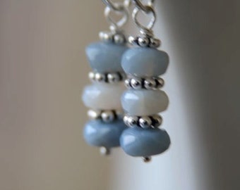 Blue Earrings Chalcedony Earrings Silver Earrings Semi Precious Gemstone "Simplicity"