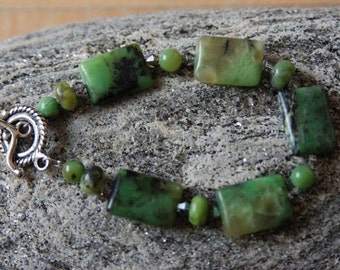 Chrysophase Bracelet Green Black Bracelet