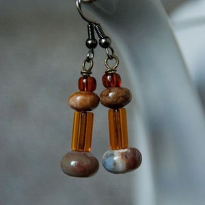 Ocean Jasper Earrings Golden Glass Beads Gemstone Earrings image 3