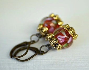 Red Rose Earrings perfect for Valentine's Day Dangle Earrings for Women