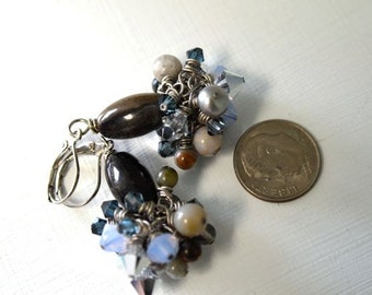 Ocean Jasper Earrings Lavender Earrings Blue Earrings Crystal Earrings "Clair de Lune Collection"