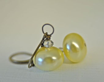 Ivory Glass Pearl Earrings for Bridesmaids or Friendship Earrings . Handmade in Maine