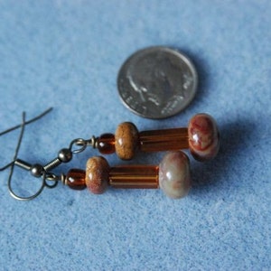 Ocean Jasper Earrings Golden Glass Beads Gemstone Earrings image 4