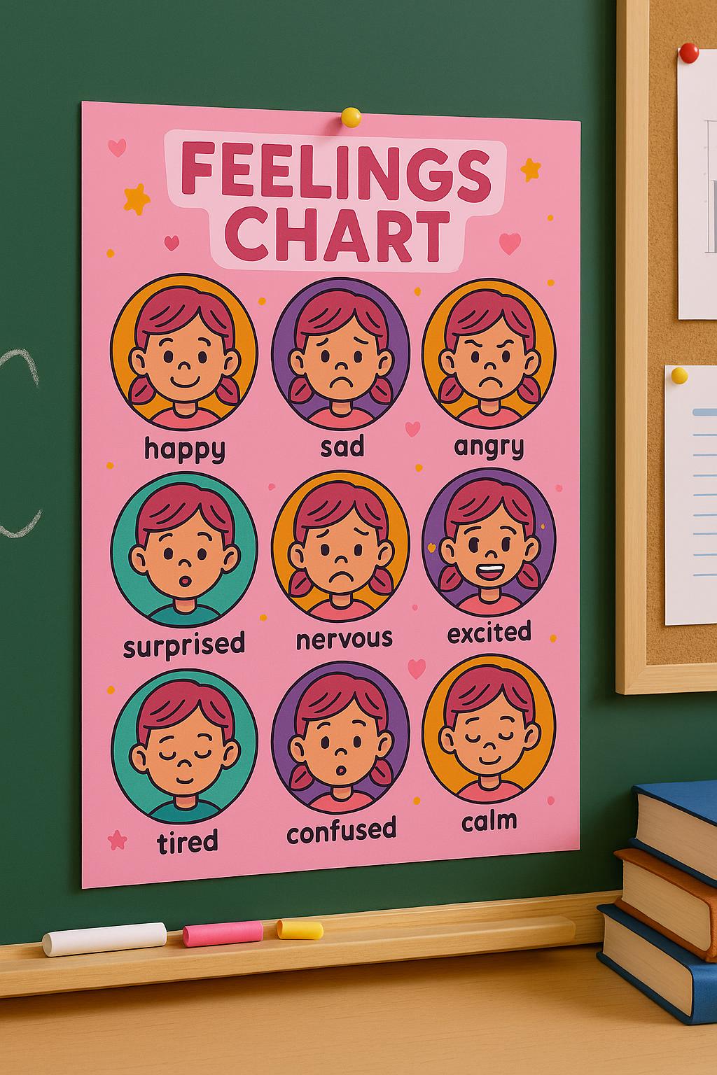 Feelings Chart for Kids | Emotions Poster for Preschool, Classroom ...